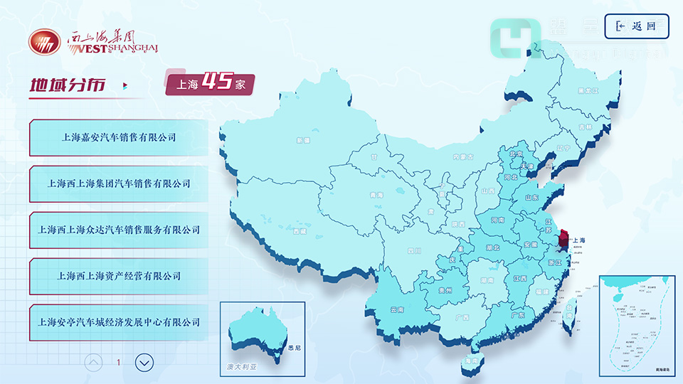 企業(yè)互動查詢屏雙屏聯(lián)動飛屏互動_西上海集團